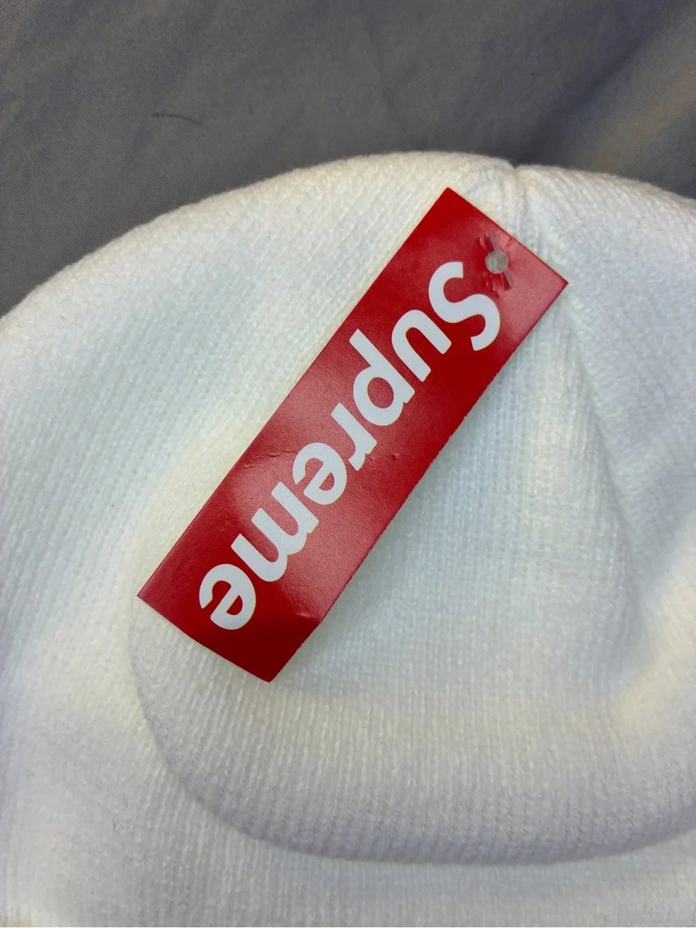 Supreme Kids White Embroidered Box Logo Beanie